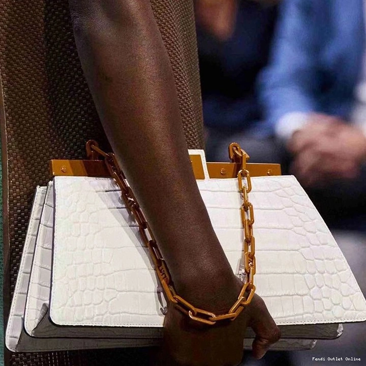 Affordable Bag Crocodile Cut White Fendi In Peekaboo Leather Medium 0809